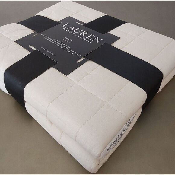 Ralph Lauren ASHER Ivory Cotton Poly Fiberfill Quilted European Euro Pillow Sham - Picture 3 of 9